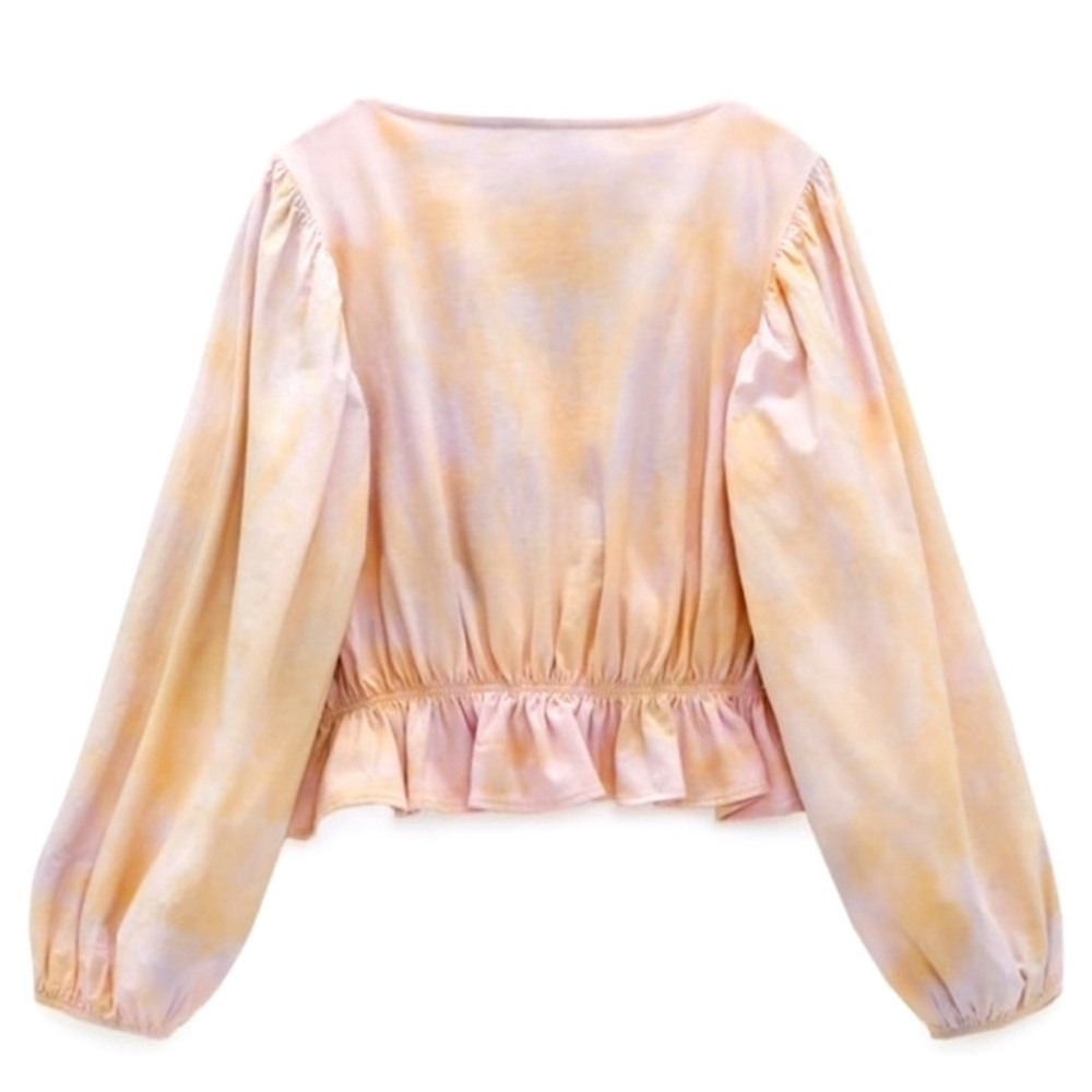 Zara pastel multi color button front blouse - Picture 2 of 3